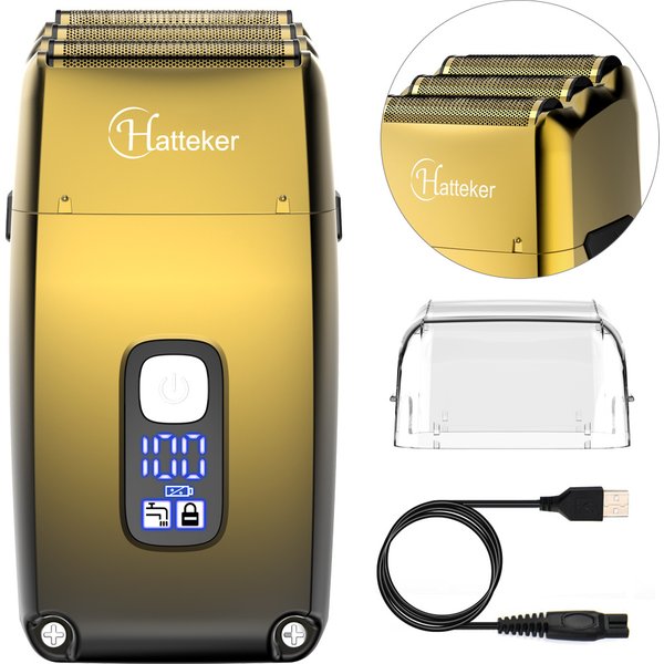 Hatteker rasoir électrique à 3 têtes pour hommes rasoir humide et sec étanche avec affichage de la batterie USB rechargeable