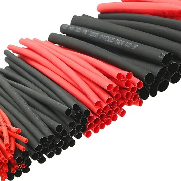 Assortiment de tubes thermorétractables en polyoléfine 2:1, 127 pièces, noir et rouge, gaine de câble de voiture, Kit de fils enroulés