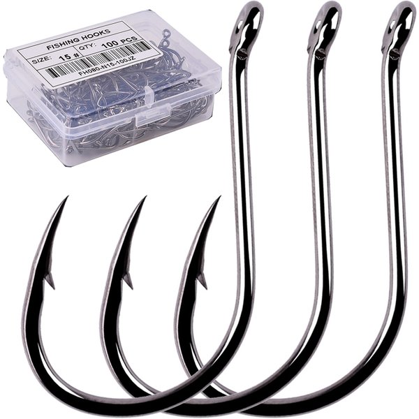 Aorace 100 Stück/Box Angelhaken Iseama Circle Carp Eyed Angelhaken-Set Größe 2–15 # Ring Eye Japan Angelhaken Single Jig Hook