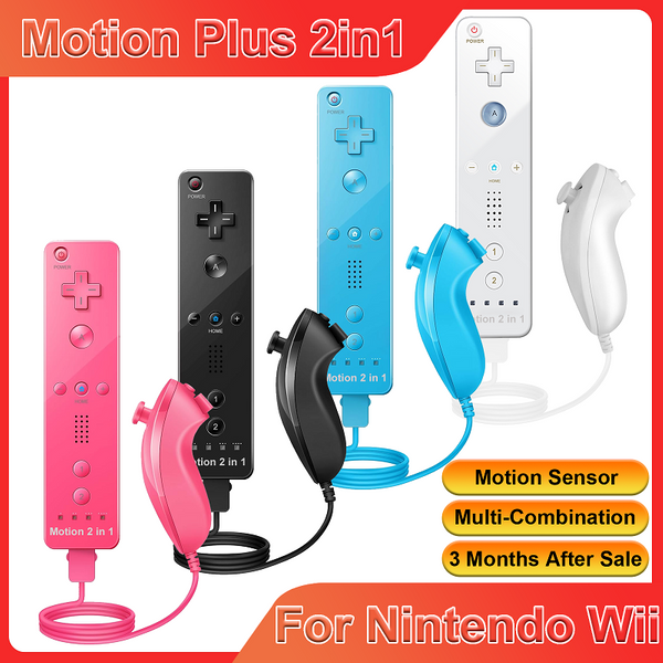 2 w 1 Zestaw kontrolerów do Nintendo Wii z opcjonalnym Motion Plus, bezprzewodowy joystick z silikonowym etui do gier wideo