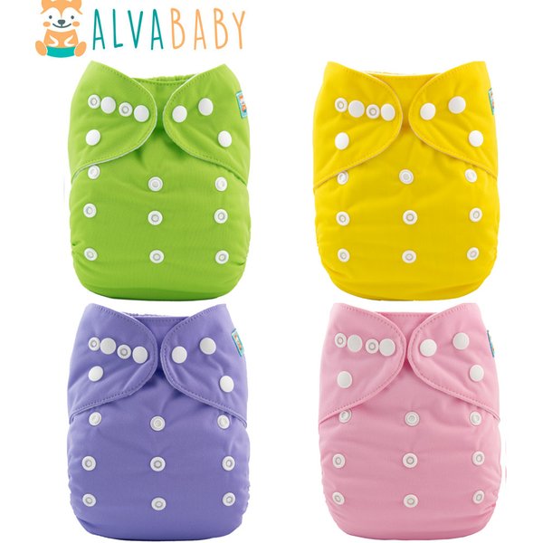 U PICK 1pc ALVABABY Solid Color Diaper Washable Baby Cloth Nappy with 1pc Diaper insert