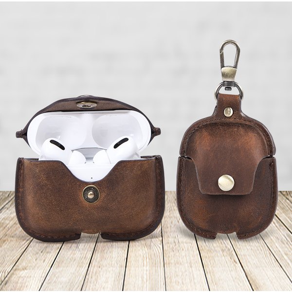 Étui de luxe en cuir véritable pour Apple Airpods Pro Airpods 2/1 étuis pour écouteurs sans fil funda Airpod couverture avec crochet de porte-clés