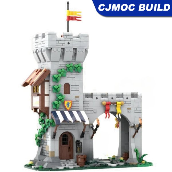 MOC – modèle de construction de porte de ville médiévale, jouet d'assemblage de petites particules, blocs de construction de décoration, ensemble de 755 pièces
