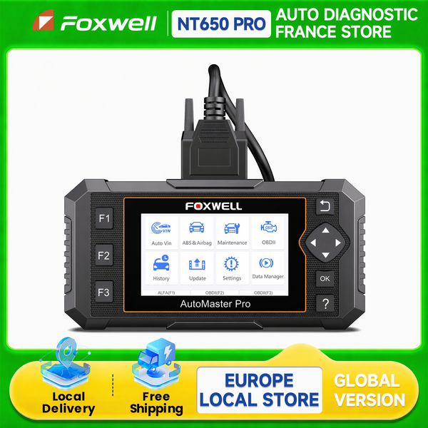 Foxwell NT650 Pro Bidirektionaler OBD2-Automobilscanner, Fahrzeugdiagnosegerät mit ABS, SRS, DPF, BMS, 25+ Reset-Funktionen, Kostenlose Updates