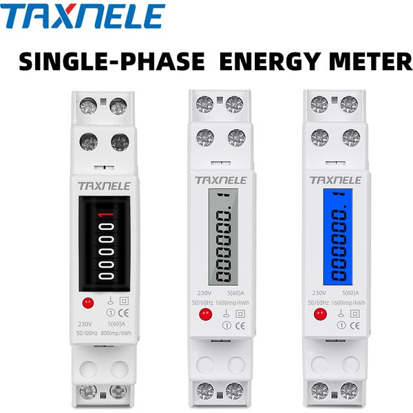 Wattmètre numérique monophasé 18mm, 1P, 2 fils, consommation d'énergie, compteur d'énergie analogique, kWh AC 230V 50Hz, LCD, montage sur Rail Din électrique
