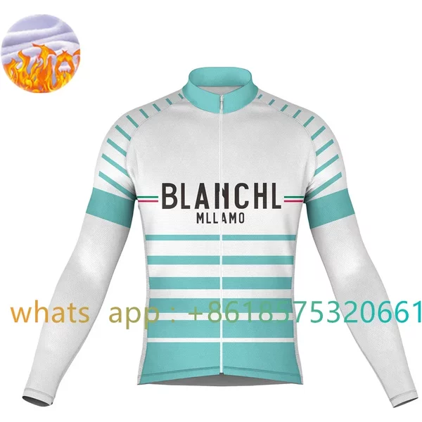 Blanchl Mllano 2023 Neues Perticara Langarm-Winter-Radtrikot Celeste