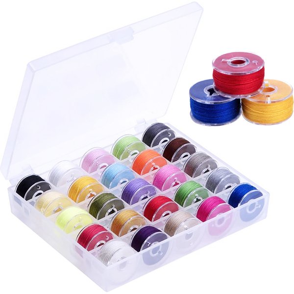Bobines de fil à broder pré-enroulées, 25 pièces, couleurs assorties, en plastique, taille A SA156, pour Machine à coudre et à broder, bricolage