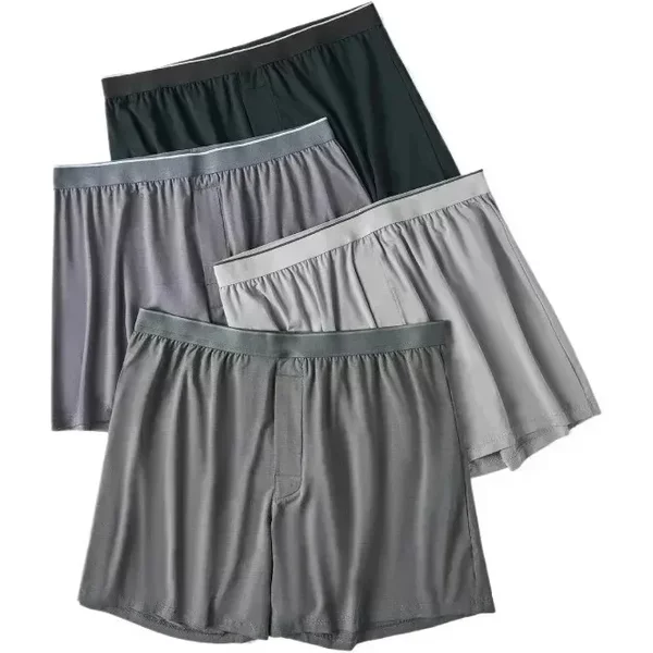 4er-Pack modale Herren-Aro-Hosen mit mittlerer Taille, Herren-Unterhose, lockere Pyjamahose, atmungsaktive Boxershorts für Herren