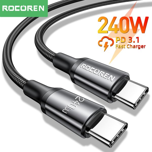 Rocoren 240W USB Type C vers USB C câble PD 3.1 100W 5A câble de chargeur de charge rapide cordon USBC 2M 3M pour MacBook Pro ordinateur portable Xiaomi