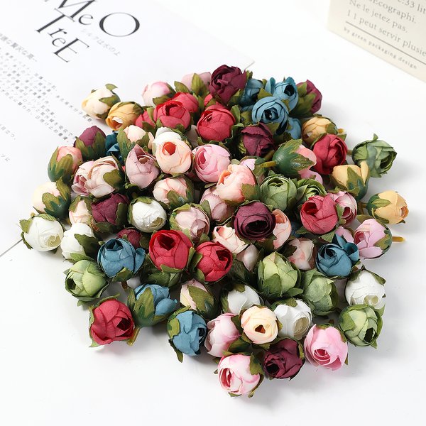 15 Stücke Rose Teeknospen Künstliche Blumen Kopf Seide Gefälschte Blume Für Zuhause Hochzeit Dekor Weihnachten 2023 Party DIY Kranz Zubehör