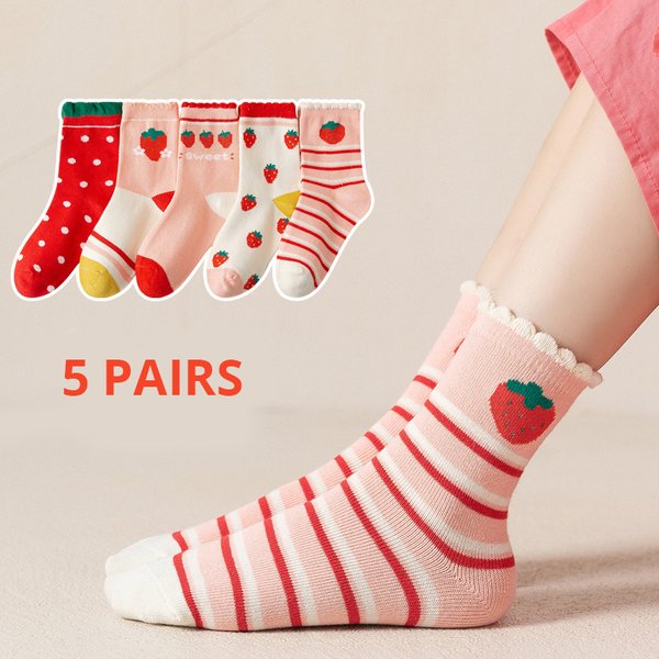 Chaussettes en dentelle Harvey Princess pour enfants, quatre saisons, collège, filles, automne, hiver, 5 paires