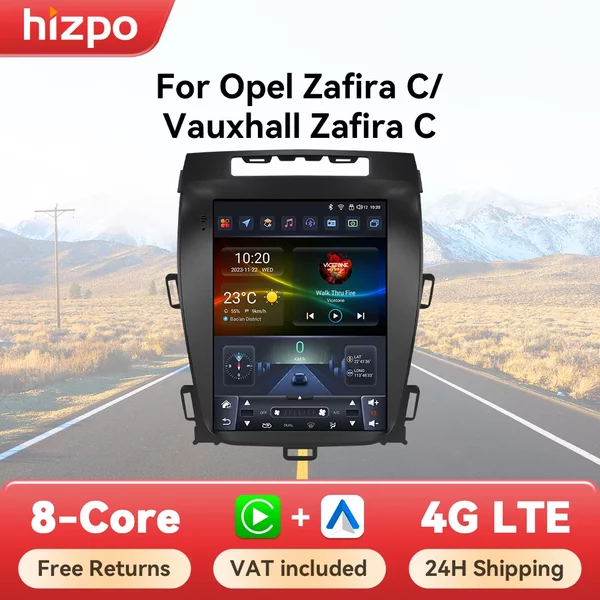Hizpo 9.7" pour autoradio multimédia de style Tesla pour Opel Zafira C / Vauxhall Zafira C 2010 -2016, CarPlay sans fil, GPS, stéréo DSP, écran intelligent de 9,7 pouces de style Tesla, écran QLED,