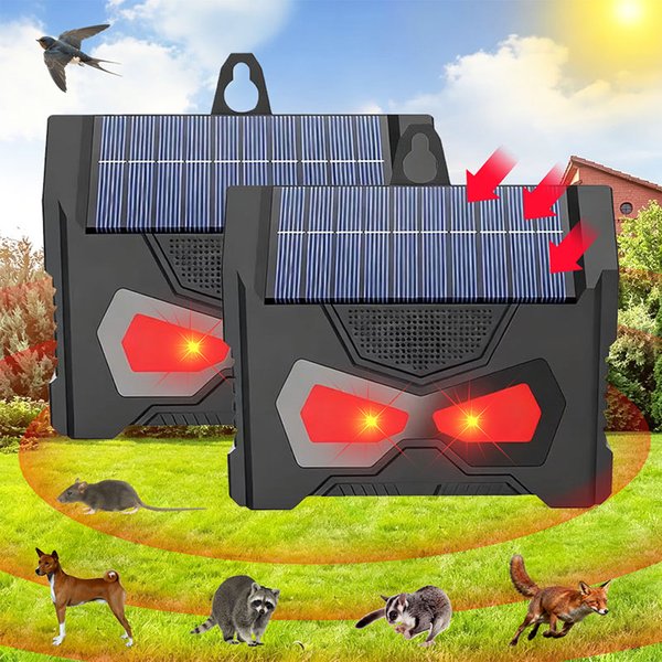 Répulsif solaire pour animaux, lumière LED clignotante, ultrasons pour éloigner les oiseaux, les chiens, les renards, les souris, pour cour, jardin, ferme
