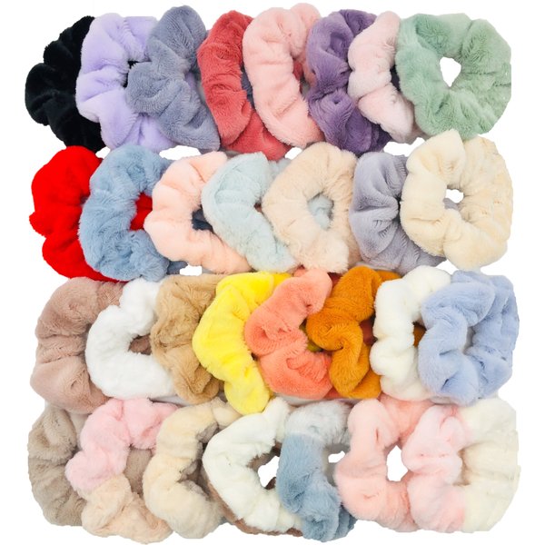 Chouchous pour cheveux, bande élastique en fourrure pour femmes et filles, support queue de cheval, attaches en caoutchouc, accessoires en peluche, fausse fourrure, bandeau en mousseline douce, 6