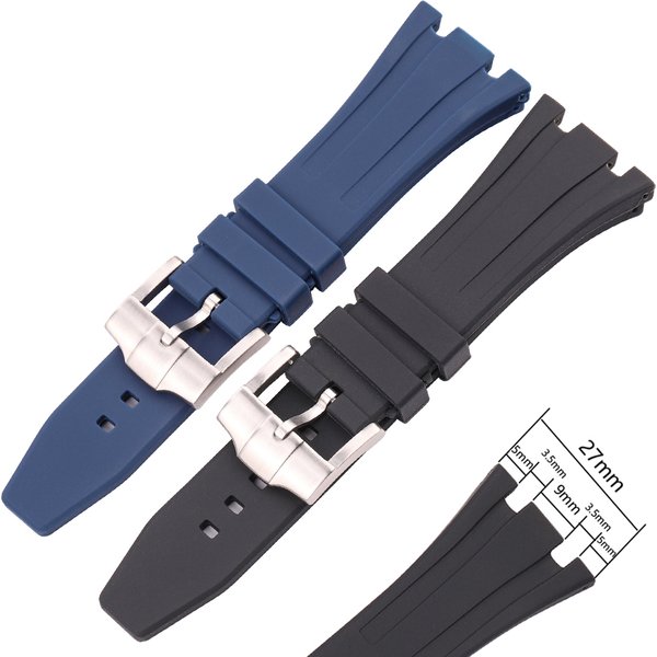 26 mm 27 mm Gummi-Armband für AP 15400 26470 15703 Uhrenarmband, blau, schwarz, weiches Silikon, Taucharmband