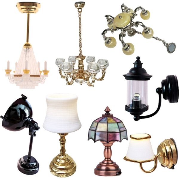 Antike Skala Puppenhaus Miniatur Schreibtisch lampe LED Lampe Wand leuchte Lampe Decken lampe Puppe Dekor Spielzeug Puppenhaus Dekoration Zubehör