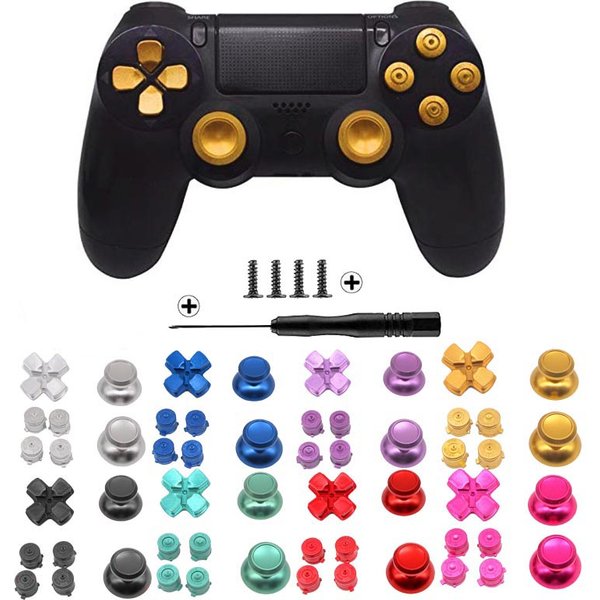 Poignée de pouce PS4 poignées de pouce en métal remplacement en aluminium boutons de balle ABXY manettes Chrome d-pad pour contrôleur PS4 SLIM PRO