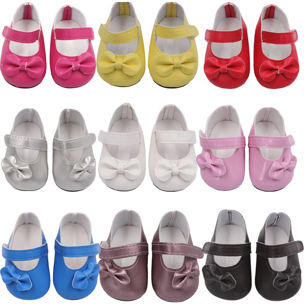 Chaussures en cuir avec nœud papillon pour bébé, mini chaussures mignonnes, nouveau-né, américain, 18 po, OG,My Life Girl Butter, meilleur jouet pour fille, 7 cm, 43cm