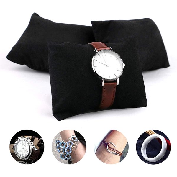 12 Pack Small Black Watch Pillow Velvet Bracelet Pillow Jewelry Displays Watch Bracelet Bangle Cushions Stand for Boxs