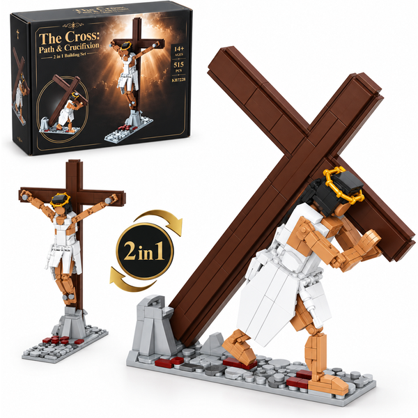 515PCS Jesus Cross Building Blocks 2 in 1 Crucifixion Path Model Bricks Religious Display Collectible Christian Gift Home Decor