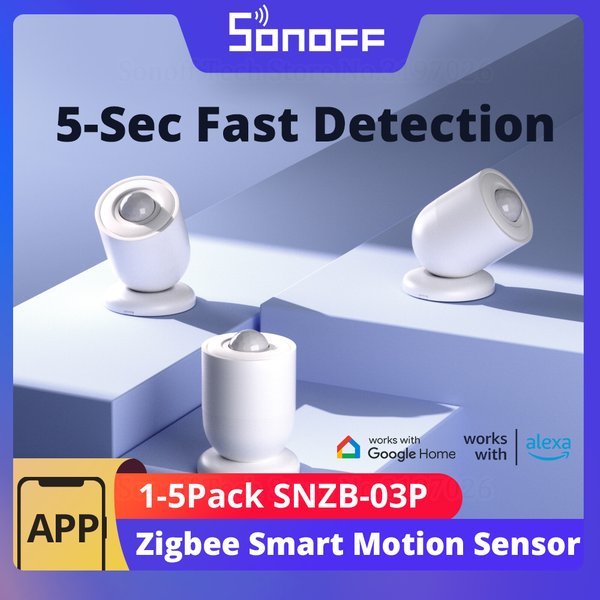 1-5 Stück SONOFF SNZB-03P Zigbee-Bewegungssensor für intelligente Beleuchtung und Heimsicherheit, funktioniert mit Alexa und Google Home über Zigbee Hub