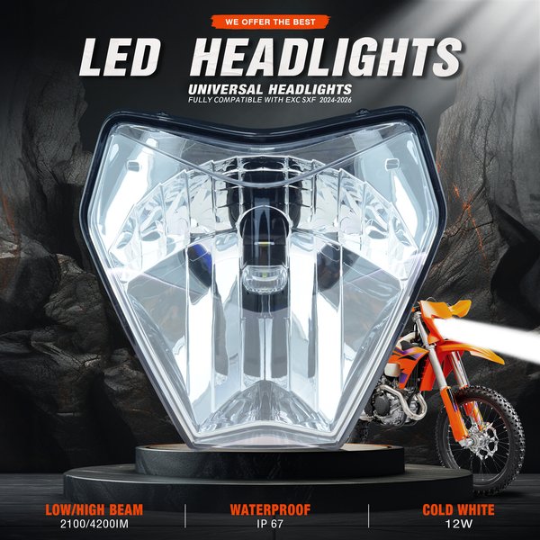 PowerZoneFür KTM 2024 EXC SXF XCW MX Dirt Bike Enduro Scheinwerfer Supermoto Verkleidung
