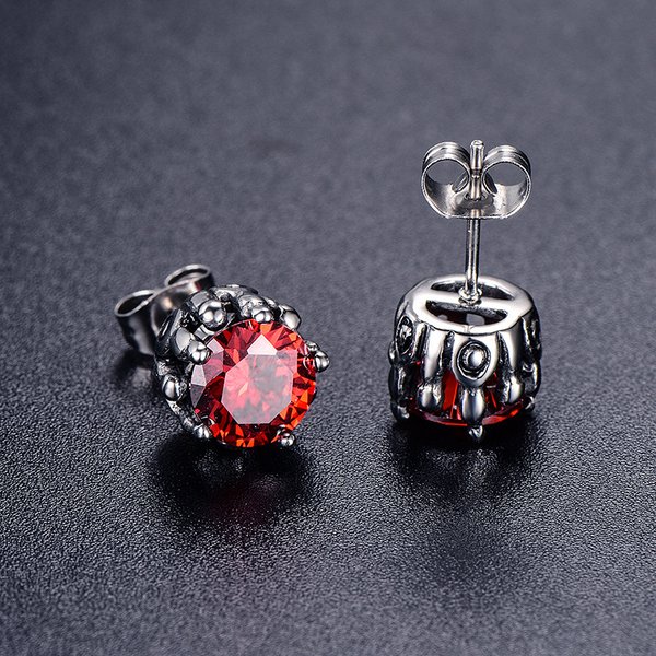 Boucles d'oreilles en acier inoxydable, titane noir rouge, fleur Simple, Zircon, Hip Hop, Piercing, pour hommes et femmes, cadeau de Couple, bijoux