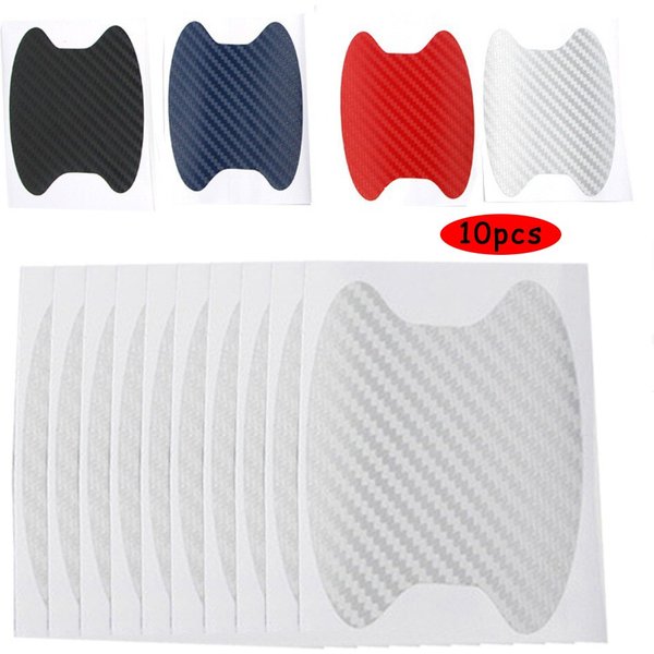 Autocollant universel pour poignée de porte de voiture, film de protection en papier, fibre de carbone, autocollant de pare-chocs de poignet, 10 pièces/lot