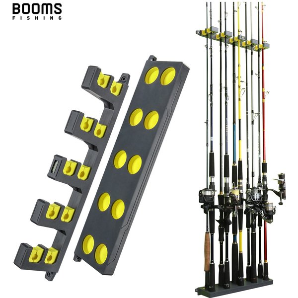 Booms Fishing WV4 Rutenhalter, bis zu 10 Ruten, vertikal und horizontal an der Wand, schützt Aufbewahrungsstangenregal, Angelwerkzeuge, Zubehör