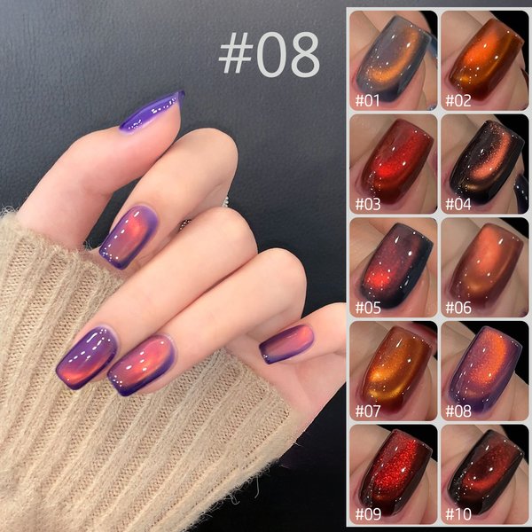 MIANEL 10ML 2026 Nouveau Vernis à Ongles Gel Effet Œil de Chat Poudre Fine Effet Coucher de Soleil Magnétique pour Salon de Manucure 1-10 pièces