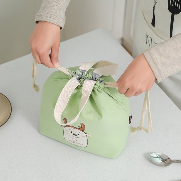 Sac à déjeuner Bento fourre-tout réutilisable, petit sac à déjeuner mignon avec cordon de serrage, adapté aux filles adultes femmes travail plage Camping pique-nique