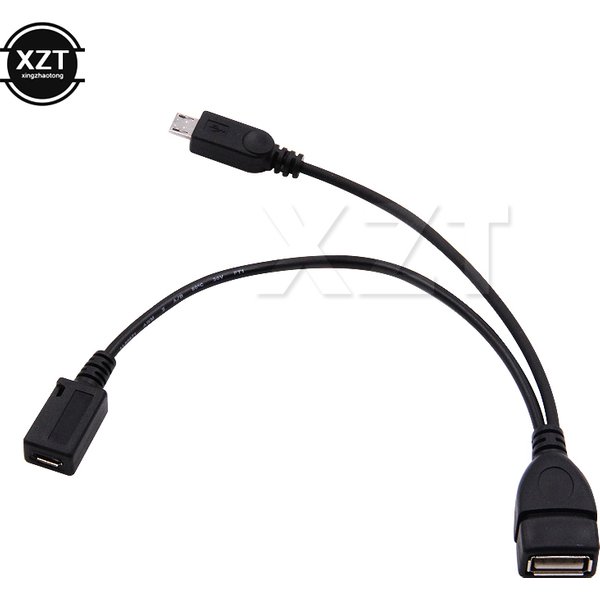 1 in 2 OTG Micro USB Host Power Y Splitter USB Adapter to Mirco 5 Pin Male Female Cable OTG Data Cable