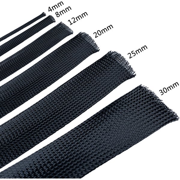 10M Black Insulated Braid Sleeving 4 - 30mm Tight PET Wire Cable Gland Protection Cable Sleeve Flame-Retardant Nylon Tube