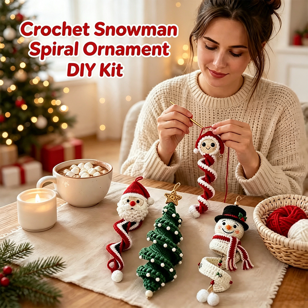 Häkel-Weihnachtsbaum-DIY-Set, Häkel-Schneemann-Spiralornament-DIY-Set, Kreatives Handgemachtes Anfänger-Ornament für Fenster, Veranda, Wand
