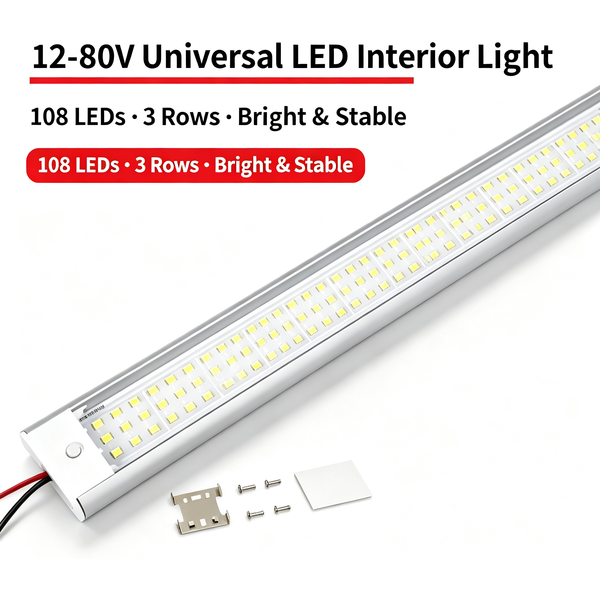 12-80V mettre en évidence 108 perles camion compartiment lumière voiture véhicule récréatif cabine lampe de lecture avec interrupteur coffre lumière