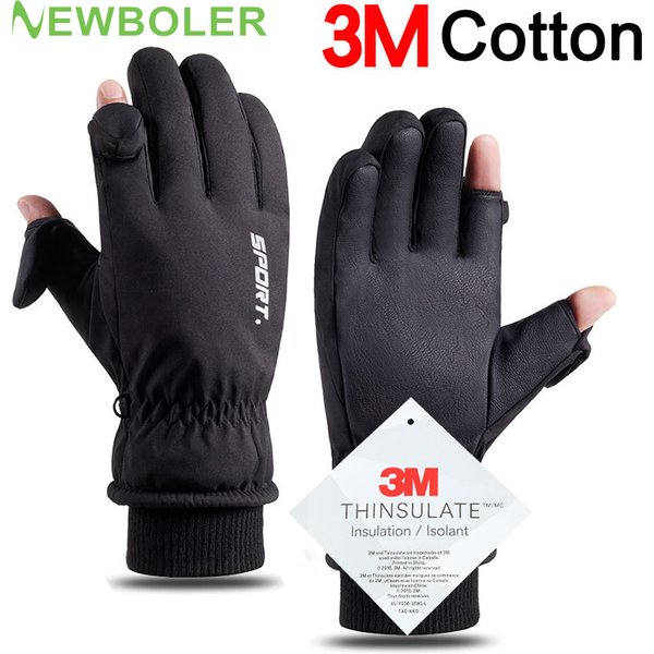 Männer Winter Wasserdichte Radfahren Handschuhe Outdoor Sport Laufen Motorrad Ski Touchscreen Fleece Handschuhe Nicht-slip Warme Volle Finger