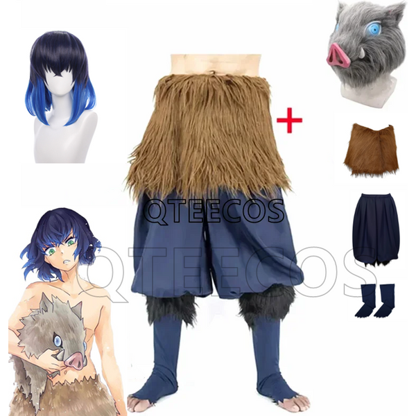 Bilibili Anime démon tueur Hashibira Inosuke Cosplay Costume Halloween adulte fantaisie pantalon tenue vêtements cochon masque