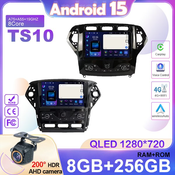 Radio samochodowe z nawigacją GPS Android 15 Auto Stereo do Forda Mondeo MK4 2007-2014 Carplay Odtwarzacz wideo samochodowy 2din DVD Multimedialna jednostka główna
