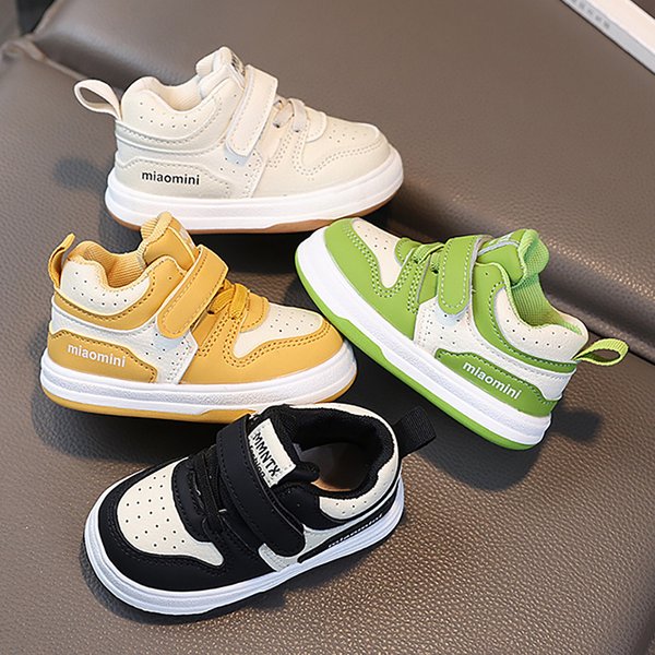 Chaussures de Sport en cuir PU pour enfants, baskets ergonomiques pour bébés garçons, semelles souples, imperméables, pour tout-petits et filles