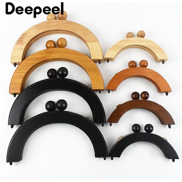 Deepeel – poignée de sac en bois 14/20cm, cadres de sac à main, fermoir baiser pour sacs à main, portefeuille, supports de couture faits à la main, accessoires de sacs
