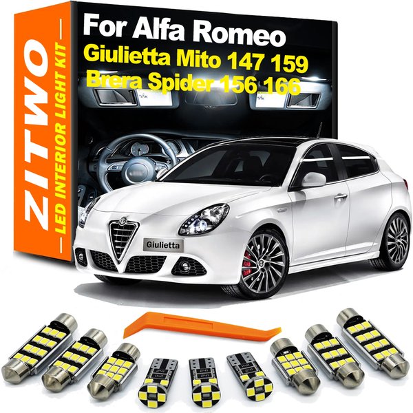 ZITWO – Kit d'ampoules Canbus sans erreur pour intérieur LED, pour carte Alfa Romeo Giulietta Mito Brera GT Spider 4C 147 156 159 166
