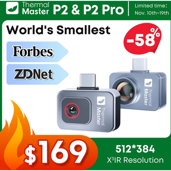P2//P2Pro Wärmebildkamera mit Wärmeerkennung 512 × 384 für Smartphone 1112 ℉ Infrarot-Wärmebildkamera