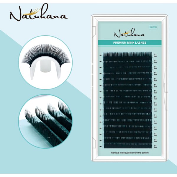 NATUHANA Korea PBT 16 Rows B C D Curl Eyelash Extension False Individual Lashes Hand Made Faux Mink Eyelashes for Extensions