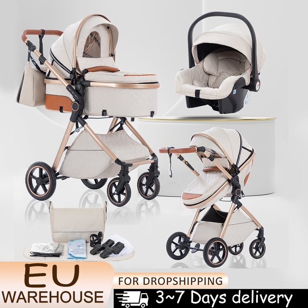 3-in-1-Kinderwagen, multifunktionaler Hochlandschaftswagen, kann sitzen, liegend, leicht, zusammenklappbar, Kinderwagen, Kinderwagen