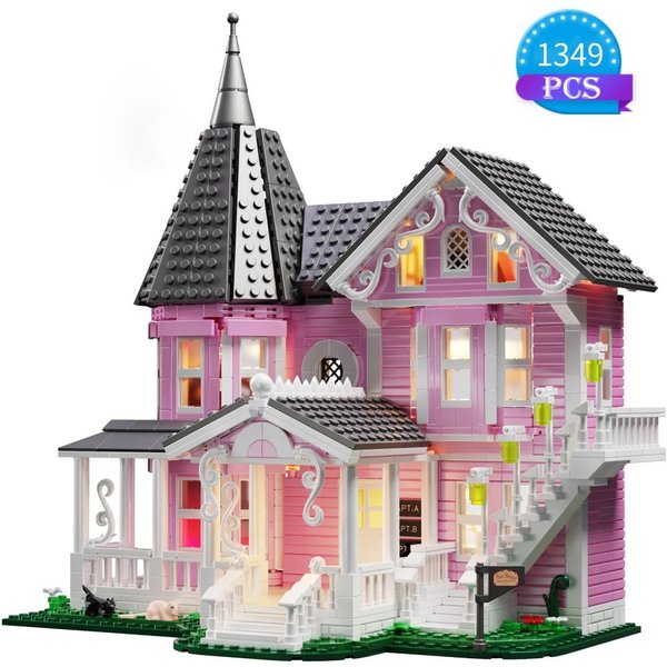 Ensemble de blocs de construction Coralines, 1349 pièces, modèle palais rose, idées d'appartement, jouet d'architecture de film pour garçons et filles, cadeau de noël