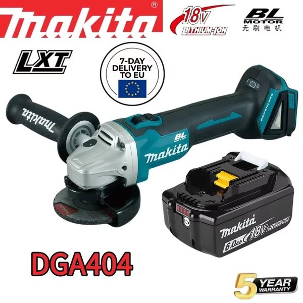 Makita 18V Bürstenloser Winkelschleifer DGA404 125mm, Lithium-Ionen Hochleistungs-Akku-Schneid- und Poliermaschine für Baustellen