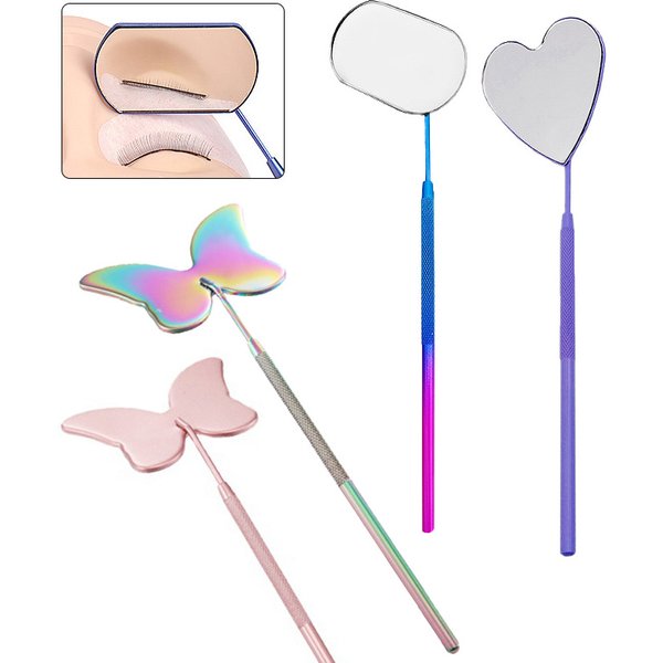 1pc Eyelash Extension Grafting Mirror Portable Stainless Steel Long Handle Mirror Makeup Tools Check False Eyelashes Extension