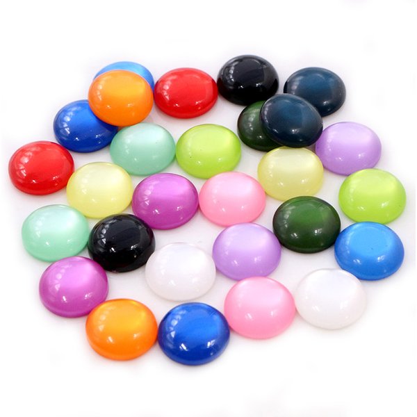 New Fashion 40pcs 8 10 12mm Mix Colors Cat's eye Series Flat back Resin Cabochons Jewelry Accessories Wholesale Supplies