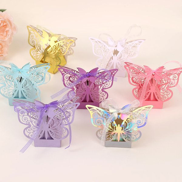 Boîtes cadeaux papillon ajourées au laser (20/50 pièces) – Boîtes à bonbons et chocolats pour mariage, faveurs de fête pour invités, décorations d'anniversaire et de mariage