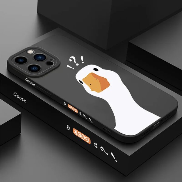 Cartoon Doubt Duck Handyhülle für iPhone 11 Hüllen iPhone 14 13 12 Pro Max XS XR X 7 8 Plus 14 Weiche, stoßfeste Stoßstangen-Rückseite